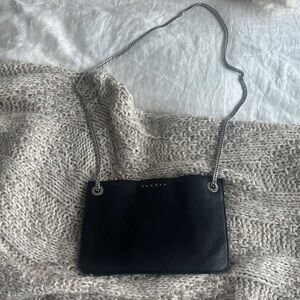 Sandro two tone Black & green Crossbody Bag with silver Chain Strap